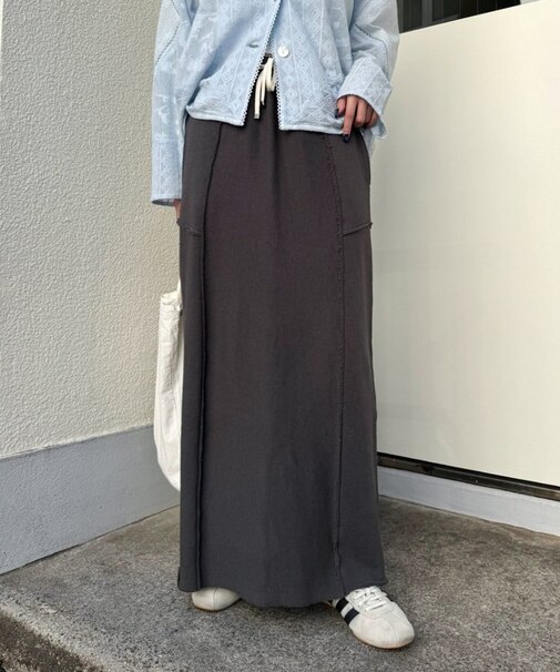 カラー杢Iライン切替デザインスカート