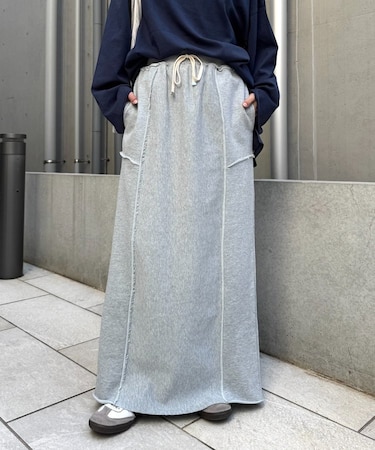 カラー杢Iライン切替デザインスカート