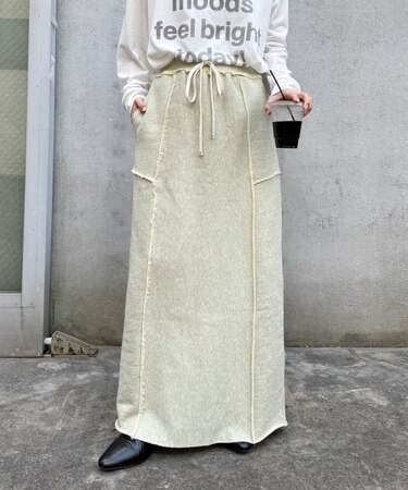 カラー杢Iライン切替デザインスカート