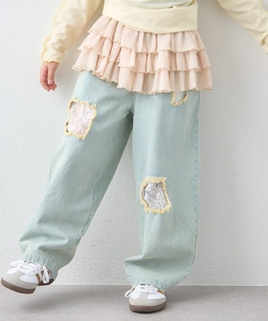 【KIDS】レースパッチワークデニム