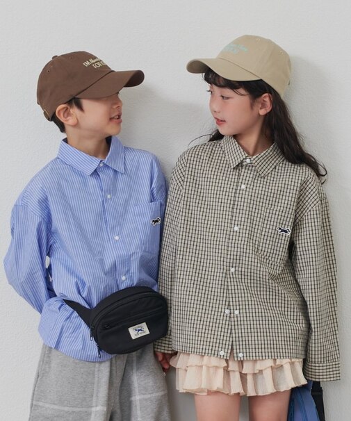 【KIDS】【FOX×TYPY】ストライプチェック柄シャツ