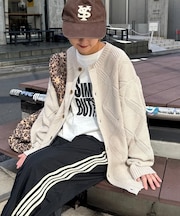 【UNISEX】ダイヤメッシュクルーネックカーディガン