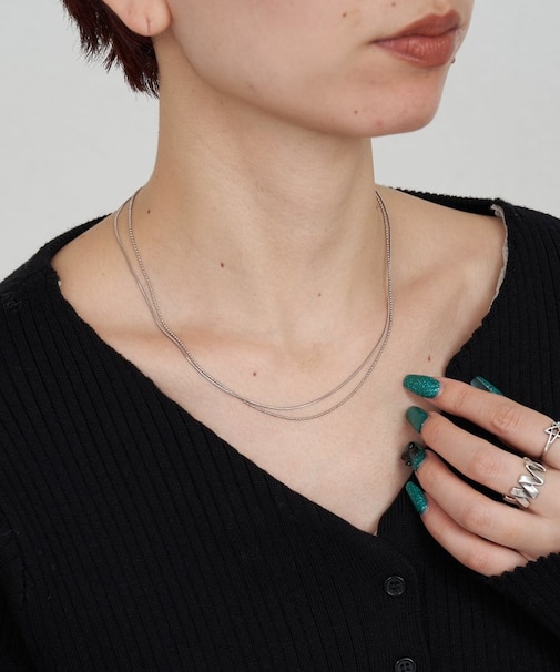 :lilステンレスボールチェーン2連ネックレス