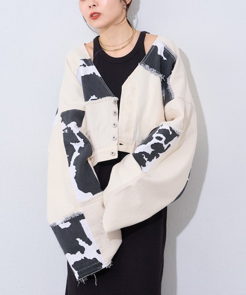 etsinta/エシンタ】デニム切り替えショートジャケット｜チャオパニック