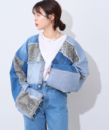 【etsinta/エシンタ】デニム切り替えショートジャケット