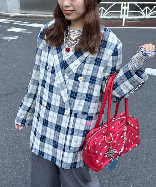 【HELLO.SANFRANCISCO】フラワー釦チェックオーバージャケット