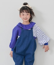 【KIDS】リメイク風フリルボーダートップス