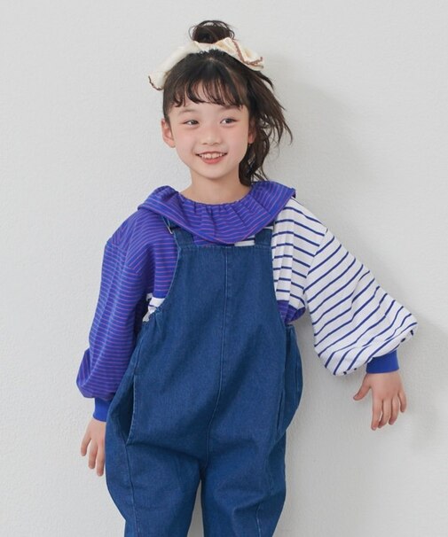 【KIDS】リメイク風フリルボーダートップス
