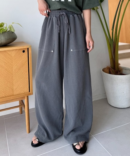 【UNISEX】ピグメント加工ワッフルイージーパンツ/WEB限定カラーあり