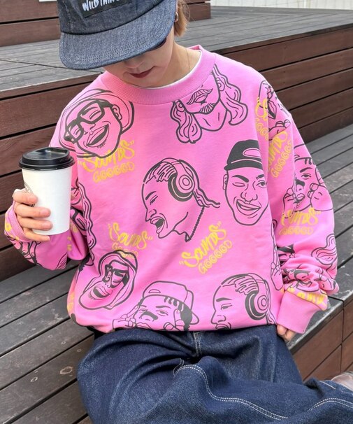 【SOUNDS GOOOOD】アソートフェイス柄ファンキースウェット