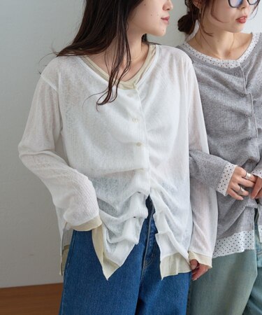 【新色登場】フロントタックレイヤードライクメランジリブカーデ