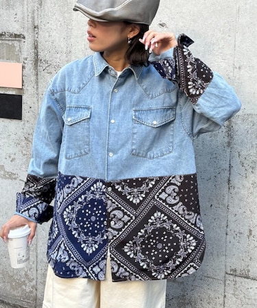 【SOUNDS GOOOOD】バンダナ切り替えデニムシャツ