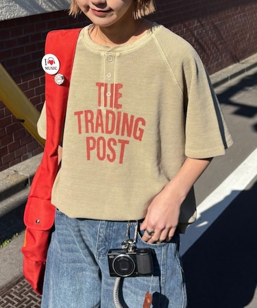 【UNISEX】ピグメント加工ラグランワッフルヘンリーTEE