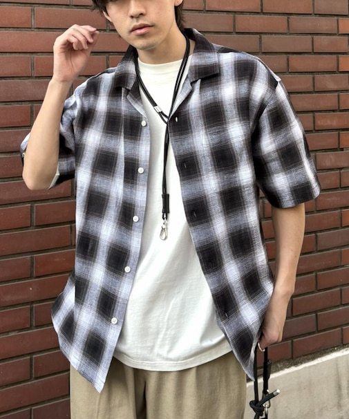 接触冷感テックリネンオープンカラーシャツ