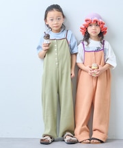 【KIDS】配色ワッフルキャミサロペット