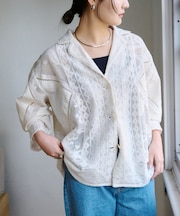 【india】レースリメイク風シャツジャケット