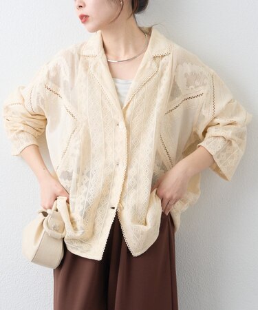【india】レースリメイク風シャツジャケット