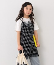 【KIDS】ランジェリーレースドットキャミチュニック