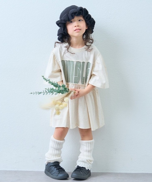 【KIDS】厚盛ロゴ5分袖チュニックワンピ