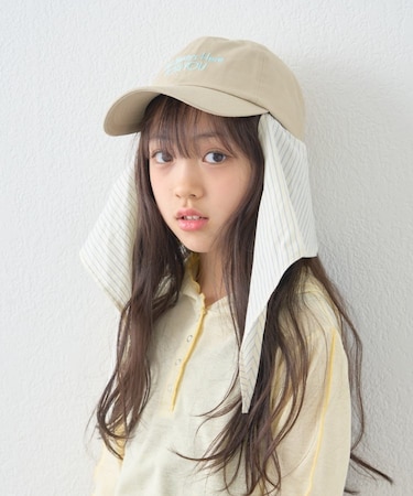 【KIDS】ストライプスカーフ付きロゴ刺繍CAP