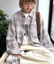 シアサッカーフェードチェックシャツ