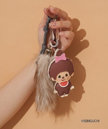 :【モンチッチ】アソート柄合皮×ファーチャーム