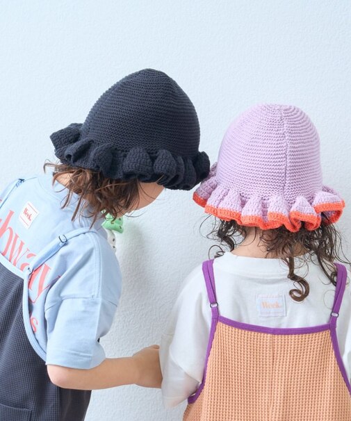 【KIDS】クロシェ編みフリルハット