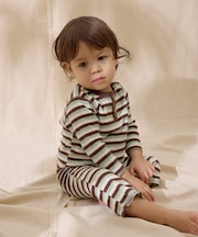 【BABY】【Qinn】ボーダーワッフルレギンスパンツ