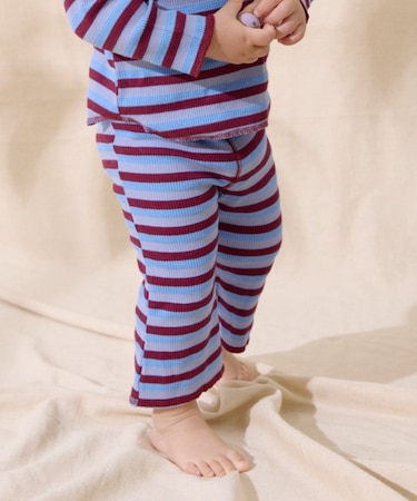 【BABY】【Qinn】ボーダーワッフルレギンスパンツ