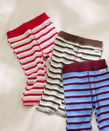 【BABY】【Qinn】ボーダーワッフルレギンスパンツ