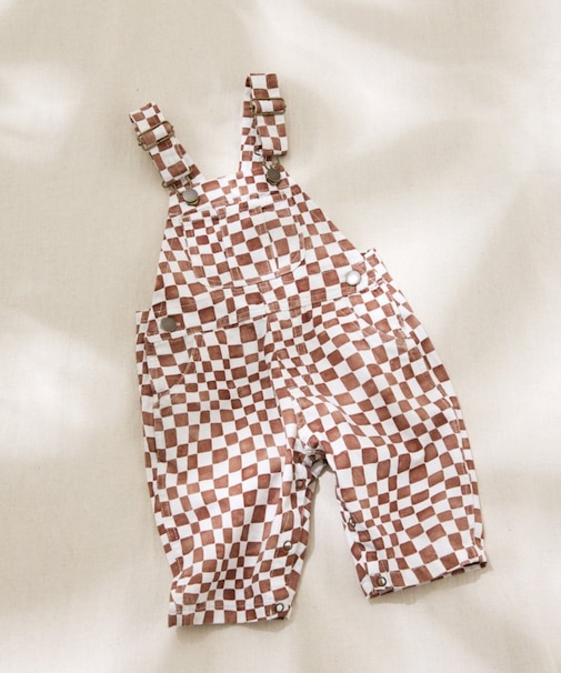 【BABY】【Qinn】ムジ柄ダックサロペット：80～100cm