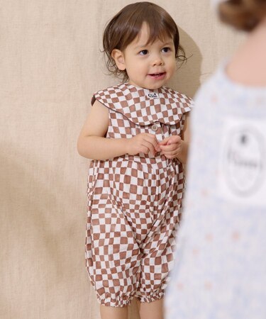 【BABY】【Qinn】ダブルガーゼオールインワン：80cm