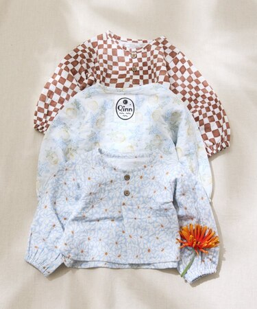 【BABY】【Qinn】ダブルガーゼヘンリーブラウス：80cm