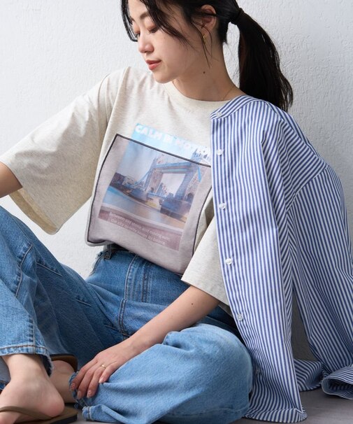 オーガンジーシアードッキングプリントTEE