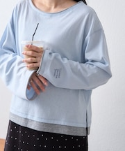 【接触冷感/一枚で決まる】フェイクレイヤードシアースラブ刺繍オーバーTee