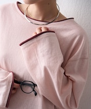 【接触冷感/一枚で決まる】フェイクレイヤードシアースラブ刺繍オーバーTee