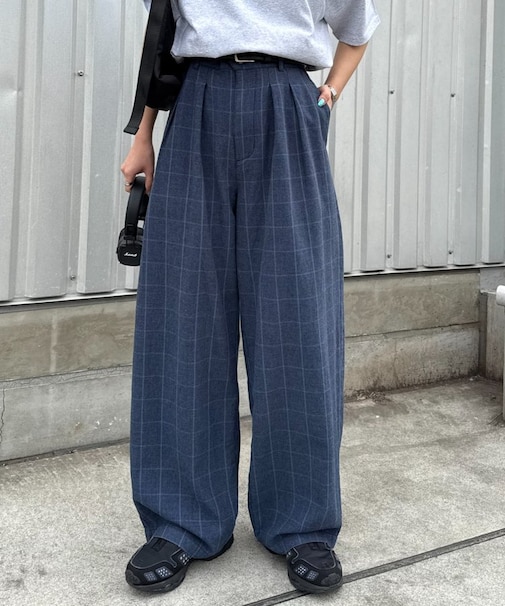 【ユニセックス】【接触冷感】ジャガードタックストレートパンツ