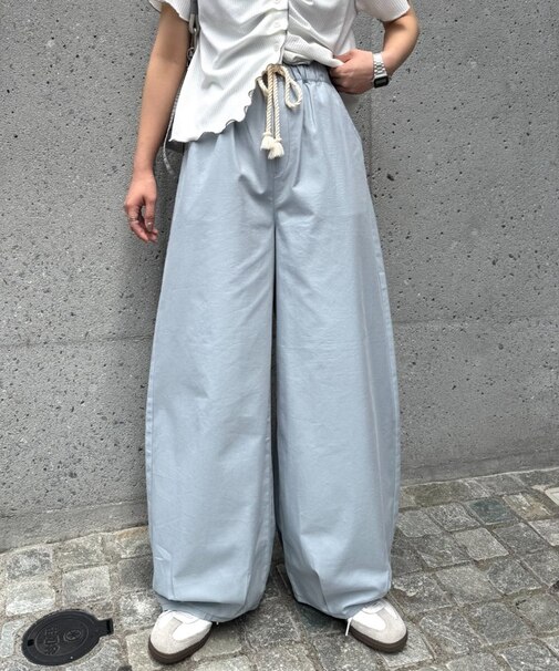 【UNISEX】【プラスサイズあり】接触冷感配色ステッチカーブパンツ