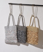 :【2WAYで使用可能！】チェーン付き手編みスパンコールBAG