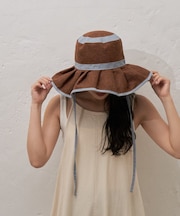 :【UV対応】柔らか配色たためるジュートフリルハット