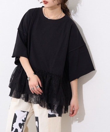 【etsinta】リメイク裾レースtee