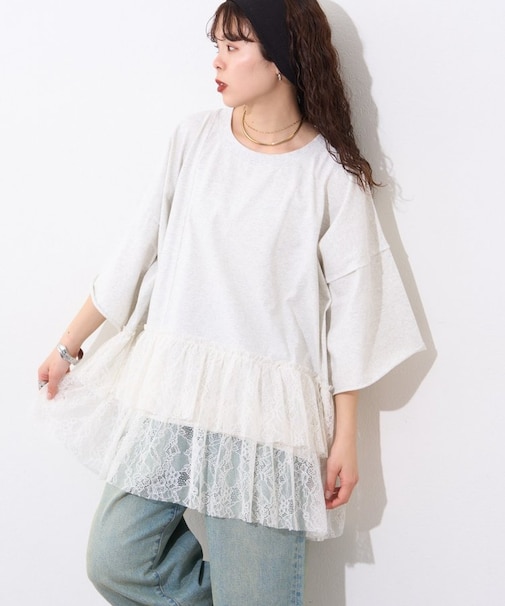 【etsinta】リメイク裾レースtee