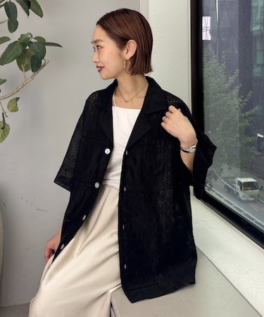 【UNISEX】レース刺繍シャツ/WEB限定カラーあり