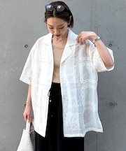 【UNISEX】レース刺繍シャツ/WEB限定カラーあり