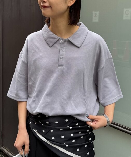 冷感プリントワッフルポロシャツ