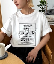 【UNISEX】【プラスサイズあり】スクエア総刺繍ロゴTシャツ