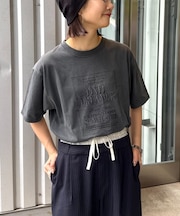 【UNISEX】【プラスサイズあり】スクエア総刺繍ロゴTシャツ