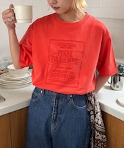 【UNISEX】【プラスサイズあり】スクエア総刺繍ロゴTシャツ