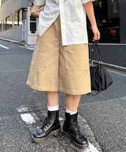 【UNISEX】【プラスサイズあり】アソート柄ブッシュハーフパンツ