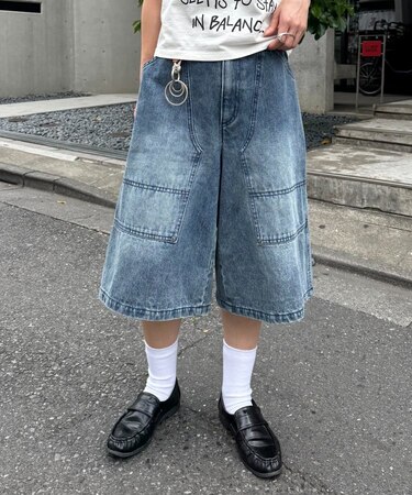 【UNISEX】【プラスサイズあり】アソート柄ブッシュハーフパンツ